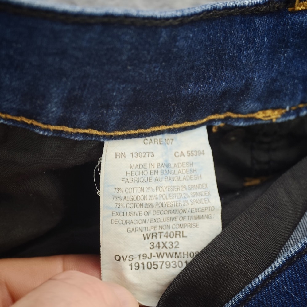 Wrangler Retro Jeans Mens 34x32 Skinny Blue Dark Wash Stretch Denim - Picture 7 of 9